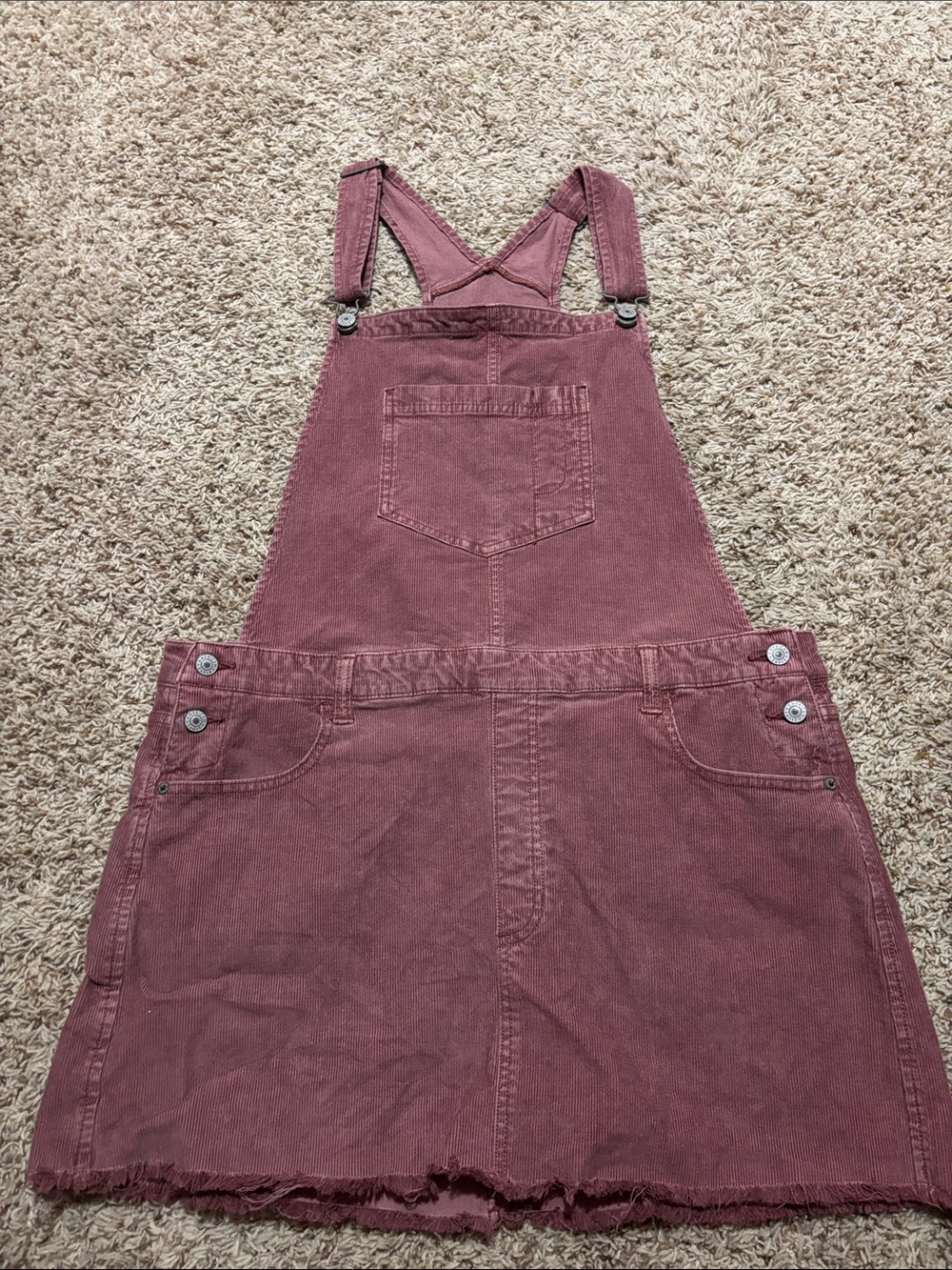 American Eagle Outfitters Dusty Rose Corduroy Overall Skirt Dress